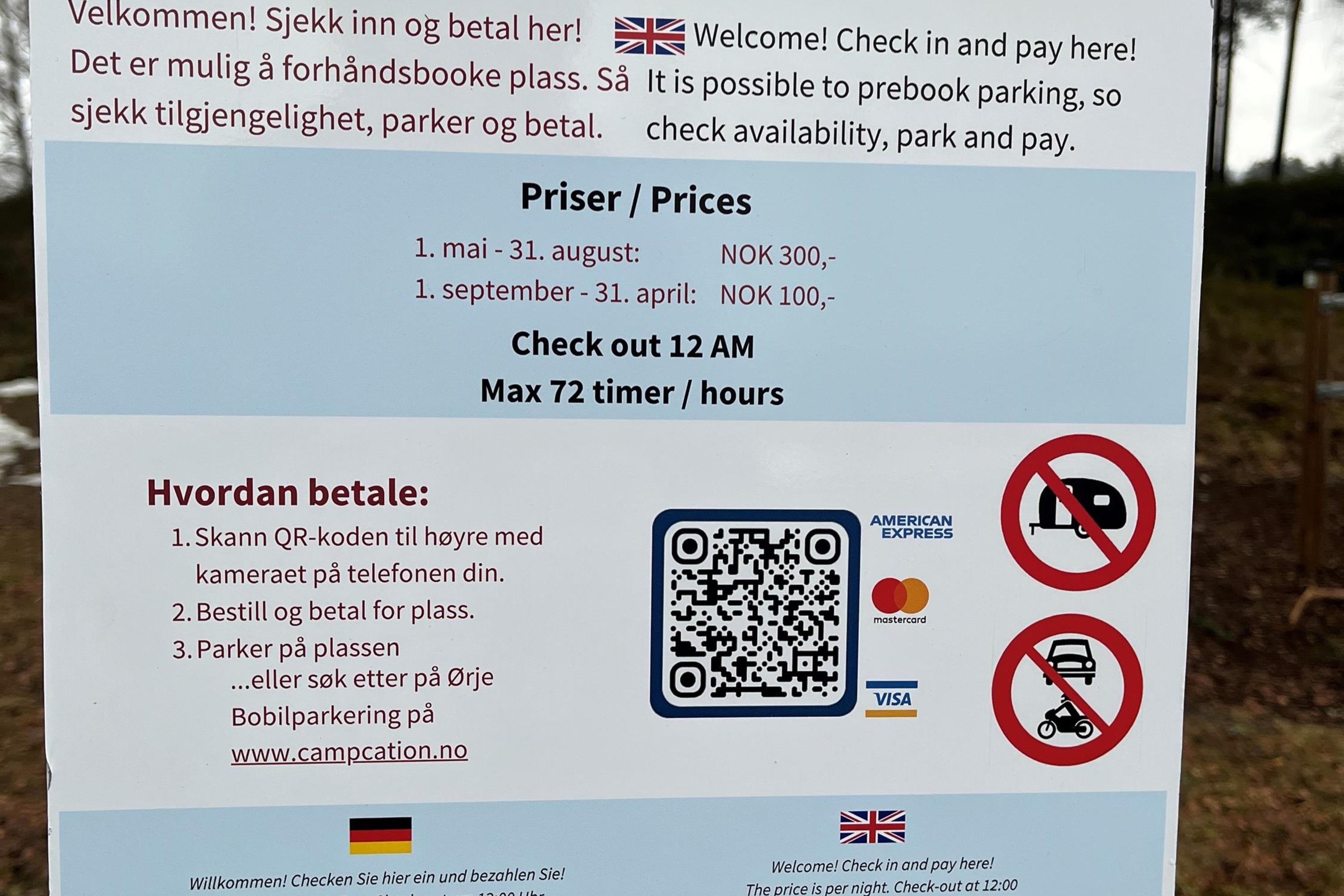 Motorhome parking in Ørje